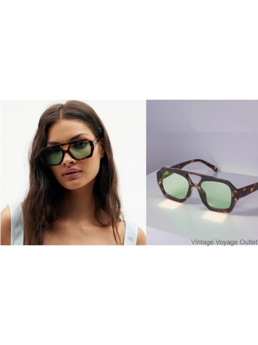 Trendy Oversized Aviator Sunglasses UV400 Protection Double Bridge Retro 70s